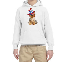 Yorkshire Terrier Eyewear American Flag Sunglasses Glasses And Hat 4th Youth Hoodie | Artistshot