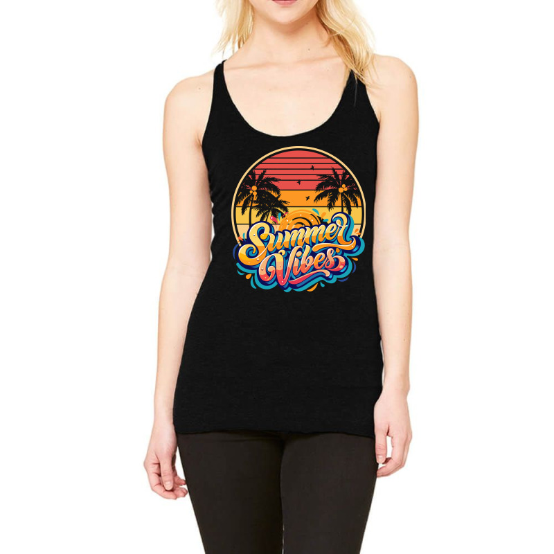 Summer Vibes Retro Sunset Racerback Tank by TuxQ | Artistshot