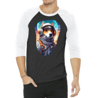 Cosmic Canine: The Astronaut Dog 3/4 Sleeve Shirt | Artistshot