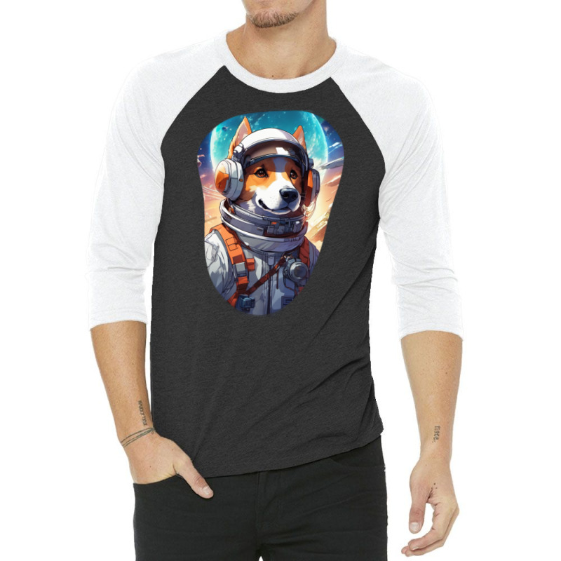 Cosmic Canine: The Astronaut Dog 3/4 Sleeve Shirt | Artistshot