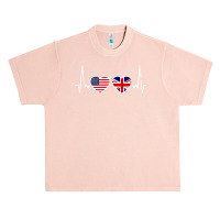 Great Britain Usa Heartbeat British American Flag T Shirt Urban Heavy T-shirt | Artistshot