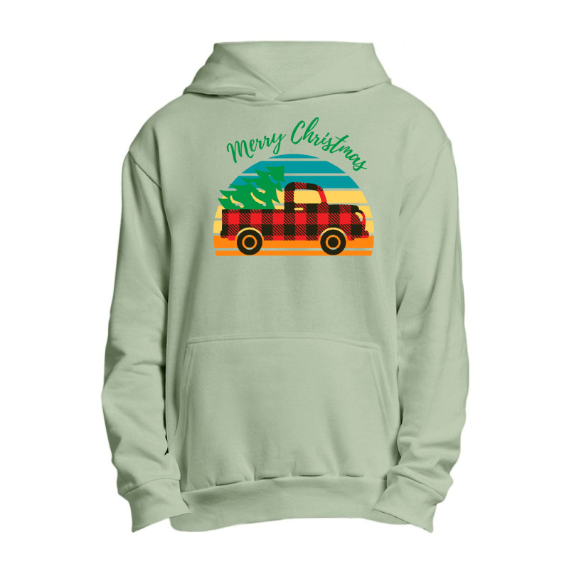 Merry Christmas Truck Tree Red Plaid Merry Christmas Truck Tree Red Pl Urban Pullover Hoodie by kerchingparticular | Artistshot