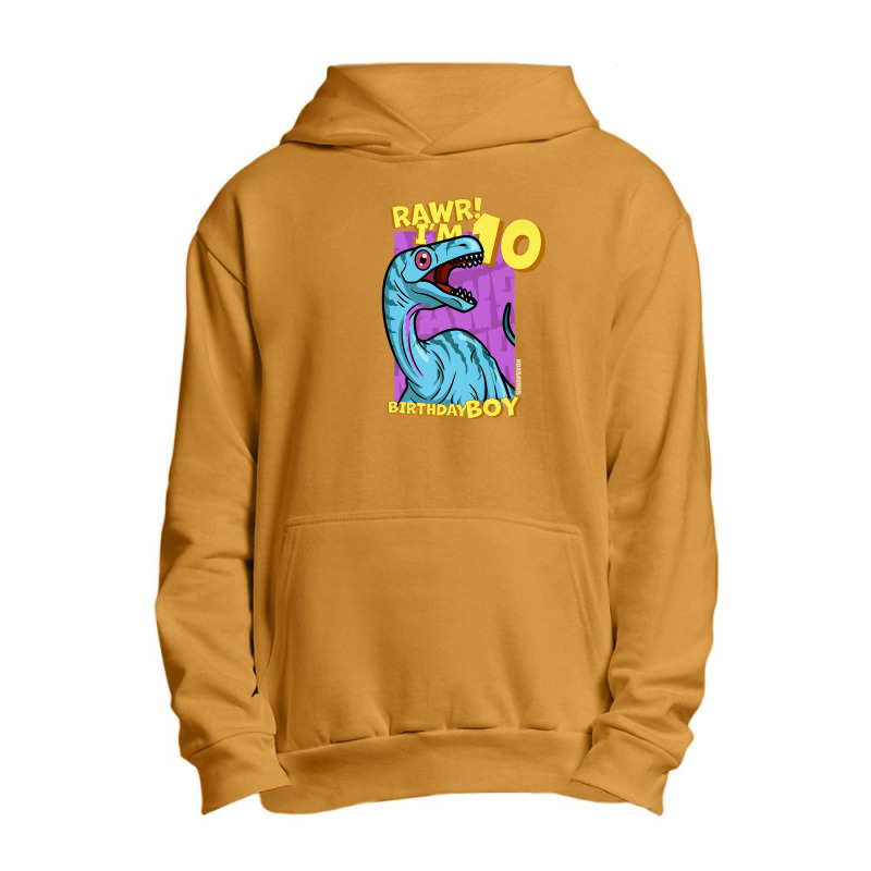 Rawr! I'm 10 Birthday Boys 10th Birthday Dino Noasaurus Urban Pullover Hoodie | Artistshot