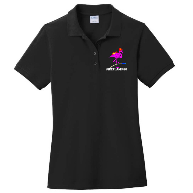 Fire Fighter Flamingo Exotic Bird Funny Firefighter Fireman Ladies Polo Shirt by Yuh2105 | Artistshot