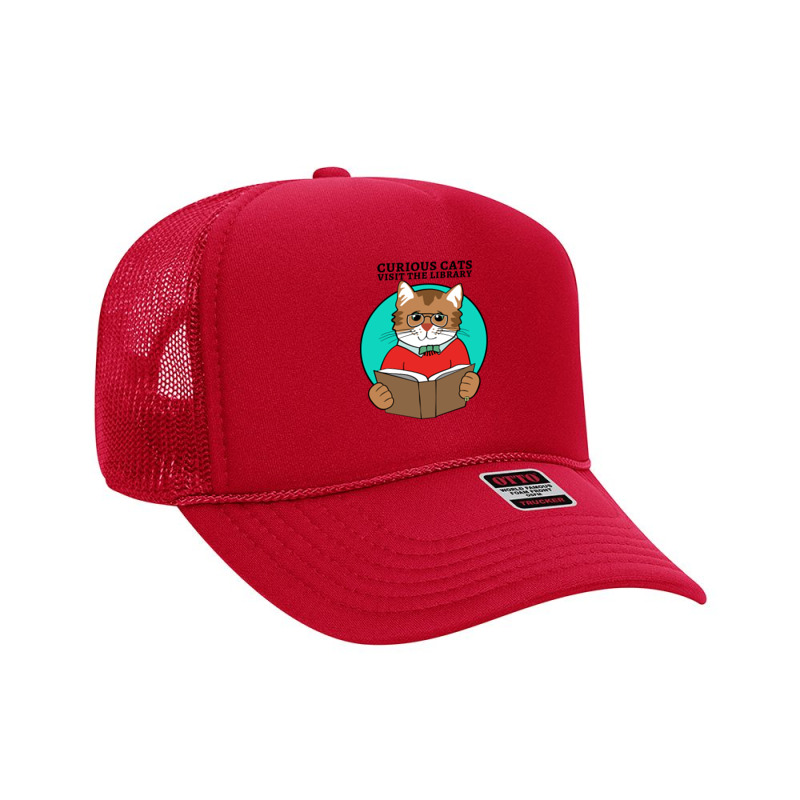 Curious Cats Visit The Library Foam Trucker Hat by webberkyla | Artistshot