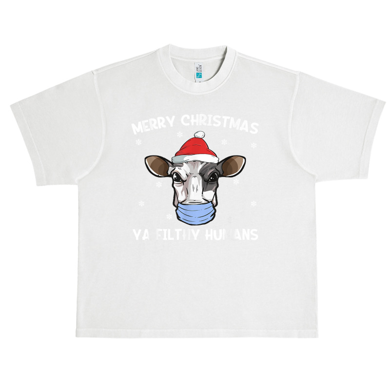 Merry Christmas Milk Cow Face Mask  Dairy Cow Santa T Shirt Urban Heavy T-shirt | Artistshot