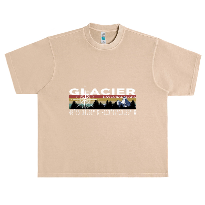 Glacier National Park With Gps Location Design Urban Heavy T-shirt by BILLYJOHNSON | Artistshot