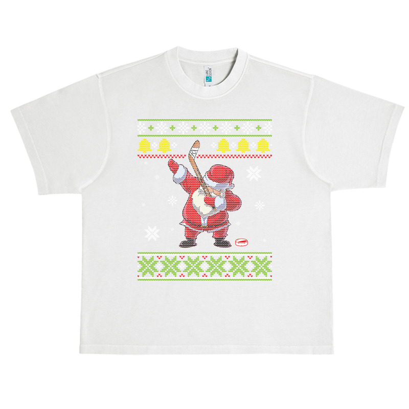 Santa Claus Dabbing Playing Hockey Around Snow Merry Xmas Long Sleeve Urban Heavy T-shirt | Artistshot