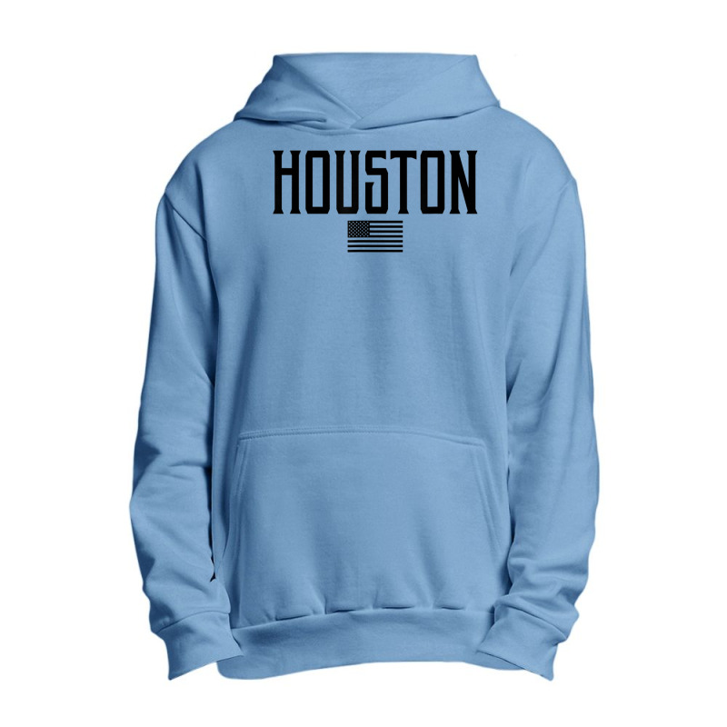 Houston Texas Us Flag Vintage Text Olive Green W Black Print T Shirt Urban Pullover Hoodie | Artistshot