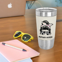 Mother Heifer Farmer Mom Cow Messy Bun Hair Bandana Cow T Shirt Leatherette Tumbler | Artistshot