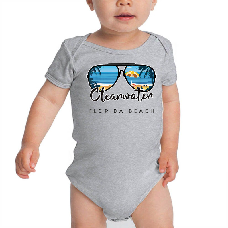 Clearwater Beach Florida Palm Tree Sunglasses Souvenir T Shirt Baby Bodysuit by towamingle | Artistshot