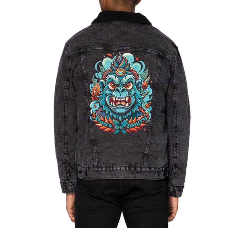 Angry Ape Unisex Sherpa-Lined Denim Jacket by Artsimetris | Artistshot