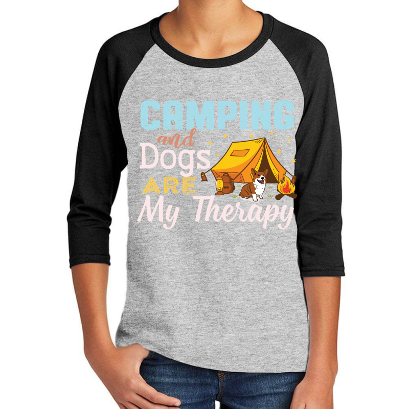 Camping And Dogs Are My Therapy Retro Vintage Youth 3/4 Sleeve by vip.pro123 | Artistshot