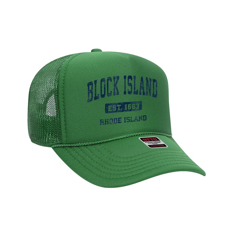 Block Island Rhode Island Ri Vintage Athletic Sports Design Foam Trucker Hat by Deluxe | Artistshot