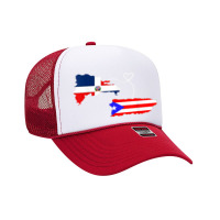 Half Puerto Rican Half Dominican Flag Map Combined Pr Rd Foam Trucker Hat | Artistshot