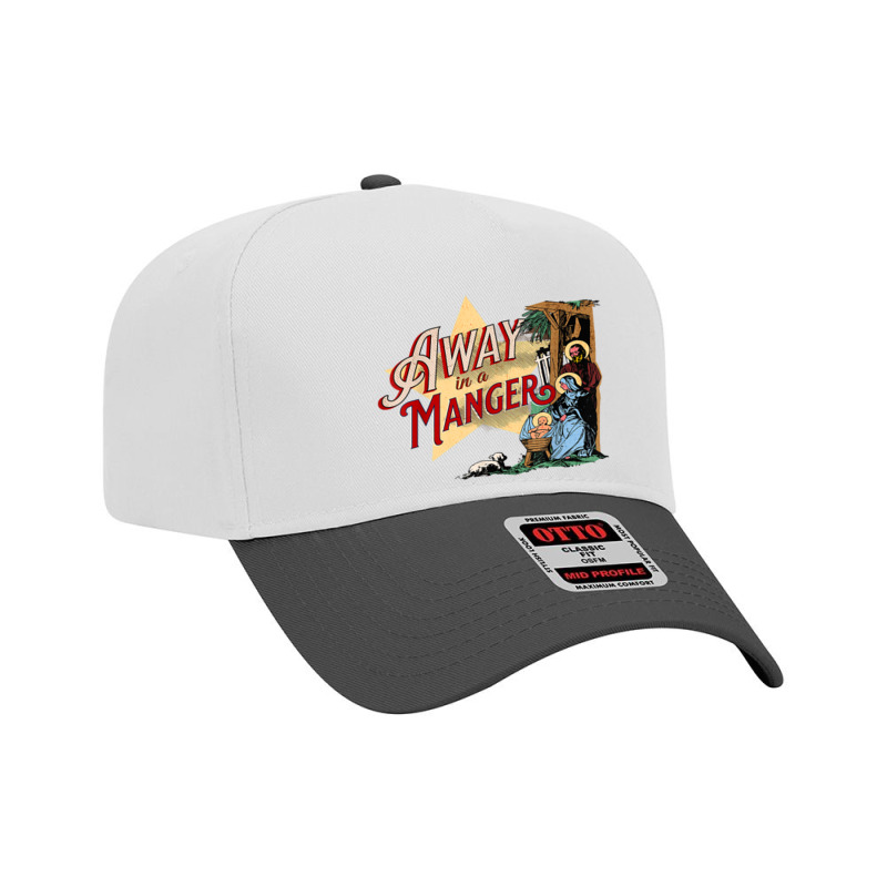 Away In A Manger Vintage Christmas Carol Nativity Scene Adjustable Baseball Cap by Prismatic | Artistshot