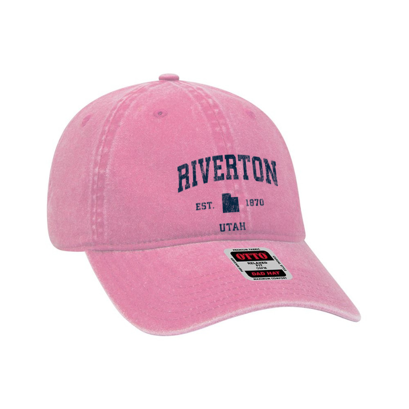 Riverton Utah Ut Vintage Athletic Navy Sports Design Dyed Cap by Scout | Artistshot