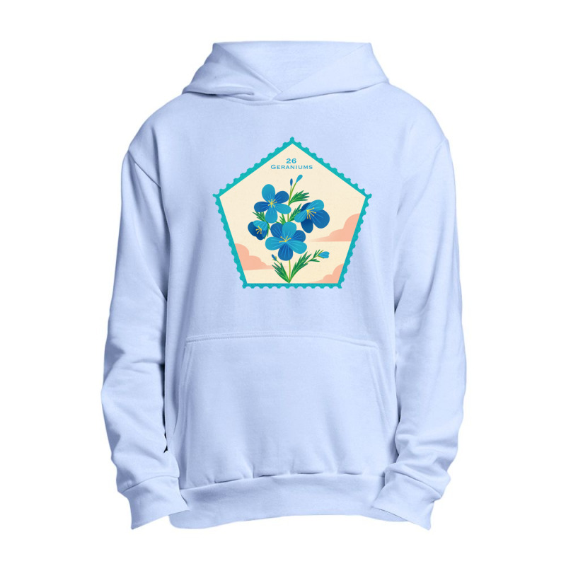 Retro Geranium Flower Stamps Urban Pullover Hoodie by cm-arts | Artistshot