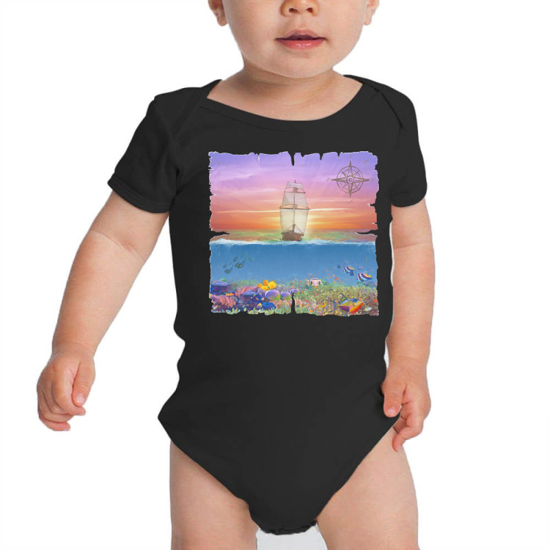 Sailing Ship T  Shirt Sunset Sail T  Shirt Baby Bodysuit | Artistshot