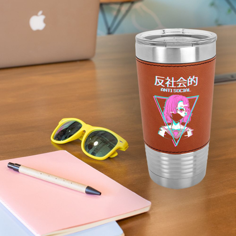 Antisocial Vaporwave Anime Girl Japanese Indie Alt Aesthetic Leatherette Tumbler | Artistshot