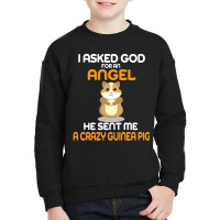 I Asked God  For An Angel He Sent Me A Crazy   Guinea Pig Youth Sweatshirt | Artistshot