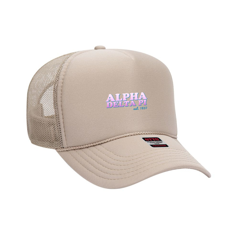 Alpha Delta Pi Ombre Letters, Comfort Colors Chambray Long Sleeve Shir Foam Trucker Hat by cm-arts | Artistshot