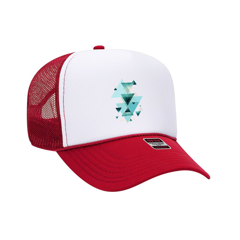 Geometric Triangle Compilation In Teal Foam Trucker Hat | Artistshot