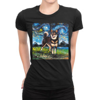 Shiba Inu T  Shirt Black And Tan Shiba Inu Night T  Shirt Ladies Fitted T-shirt | Artistshot