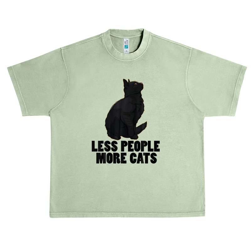 Less People More Black Cat Funny Pet Lover Men Dark Cat Urban Heavy T-shirt by katharinemcmichael90 | Artistshot