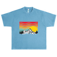 Wavy Retro Mountain Sunrise Urban Heavy T-shirt | Artistshot