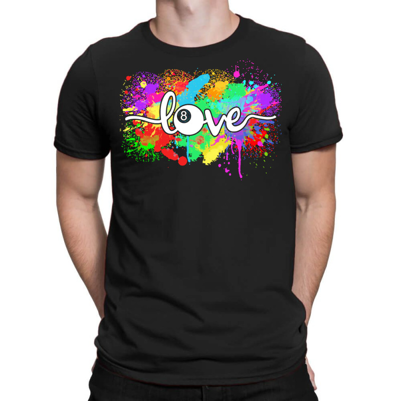 Billiards T  Shirt Billiards Love Colorful Typography Art 8 Ball Pool T-shirt | Artistshot