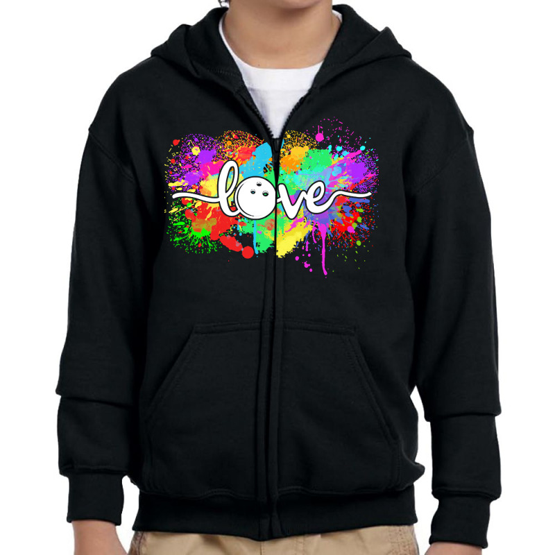 Bowling T  Shirt Bowling Love Colourful Typography Bowler Sport T  Shi Youth Zipper Hoodie | Artistshot