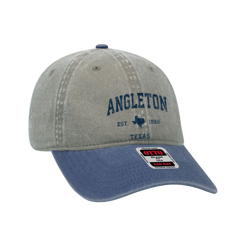 Angleton Texas Tx Vintage Athletic Navy Sports Design Dyed Cap by Carnations | Artistshot