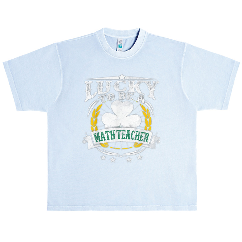 Gift One Lucky Math Teacher Messy Bun Bleached St Patrick S Day Urban Heavy T-shirt | Artistshot