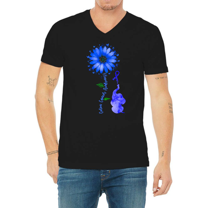 Elephants Sunflower Colon Cancer T  Shirt Elephants Sunflower Colon Ca V-neck Tee | Artistshot