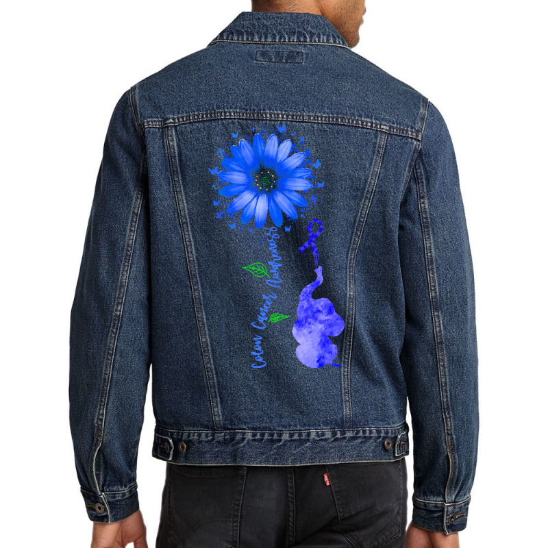 Elephants Sunflower Colon Cancer T  Shirt Elephants Sunflower Colon Ca Men Denim Jacket | Artistshot