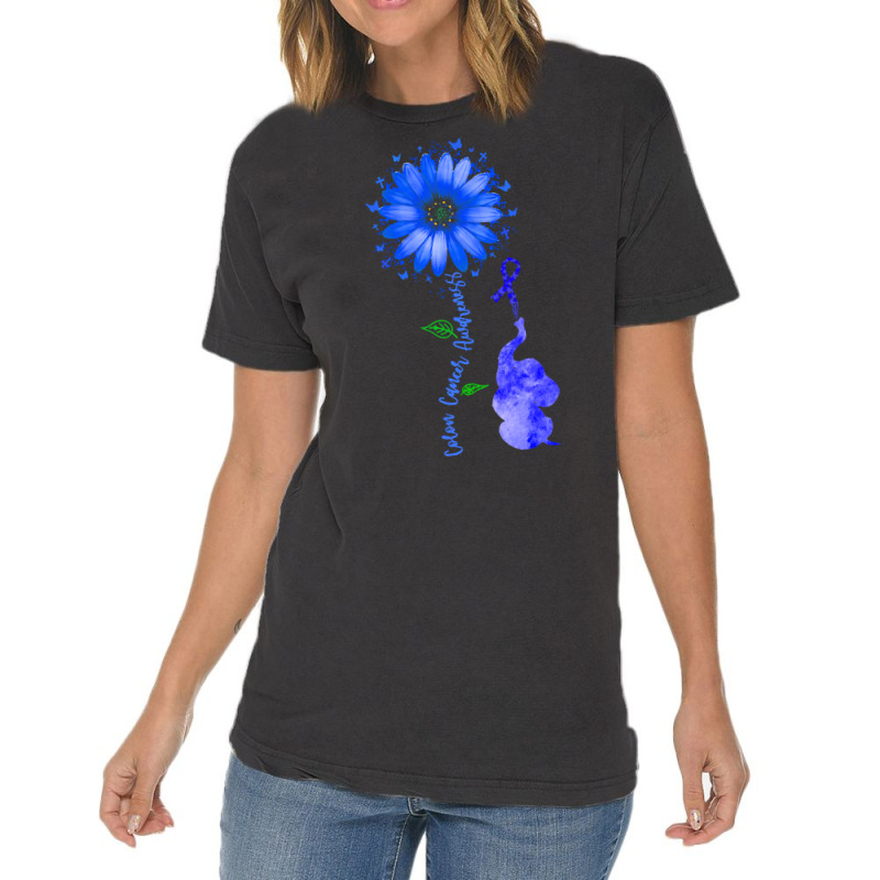 Elephants Sunflower Colon Cancer T  Shirt Elephants Sunflower Colon Ca Vintage T-shirt | Artistshot