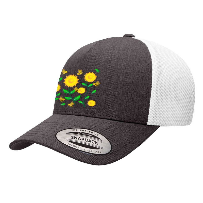 Honey Bee Cartoon On Sunflower Pattern Yupoong Trucker Cap | Artistshot