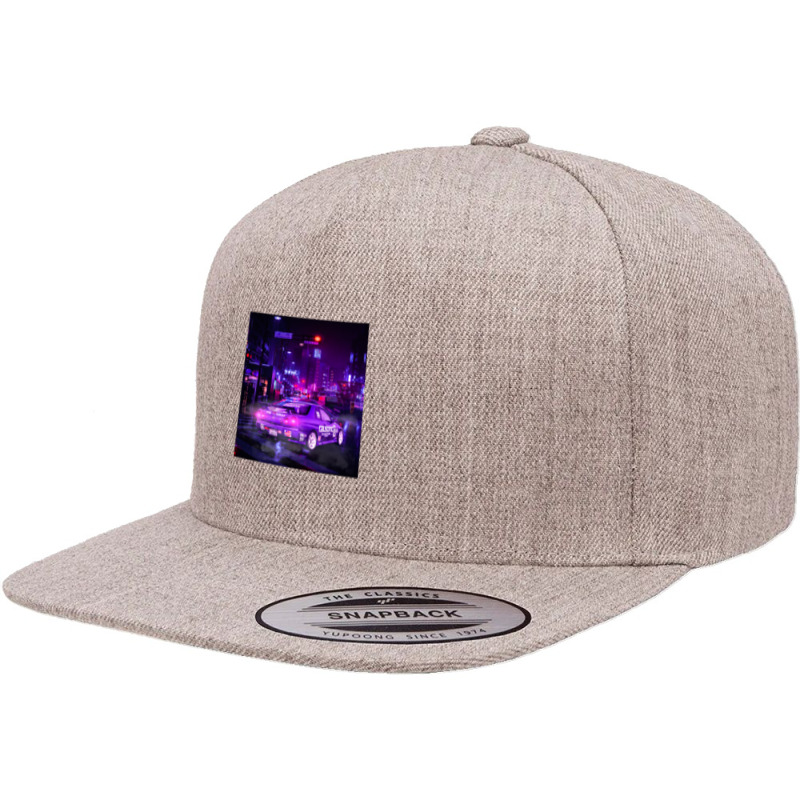 Tokyo Car Neon Synthwave 5 panel snapback cap by Jeff_Nugroho | Artistshot