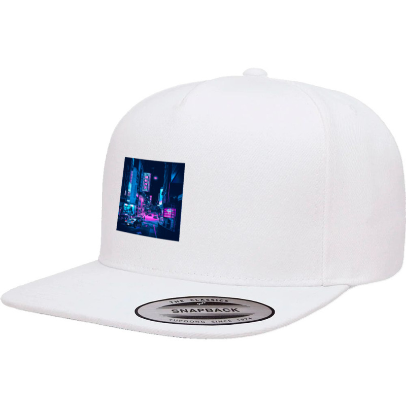 Hongkong Neon Synthwave 5 panel snapback cap by Jeff_Nugroho | Artistshot