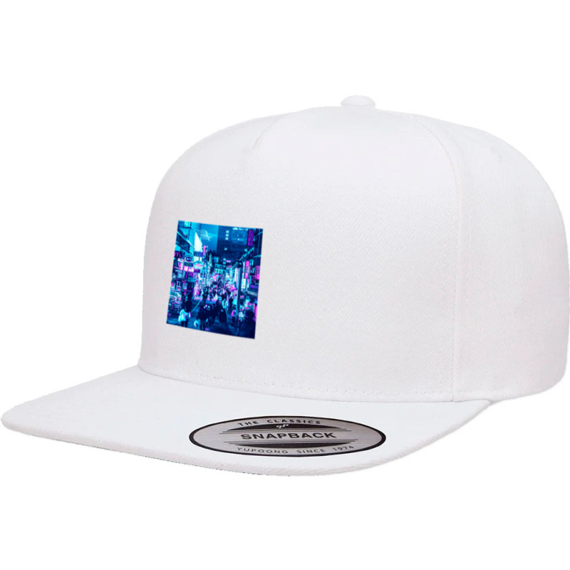 Tokyo Neon Night Synthwave 5 panel snapback cap by Jeff_Nugroho | Artistshot