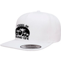 Living On Island Time Palm Trees And Sunset Black 5 Panel Snapback Cap | Artistshot