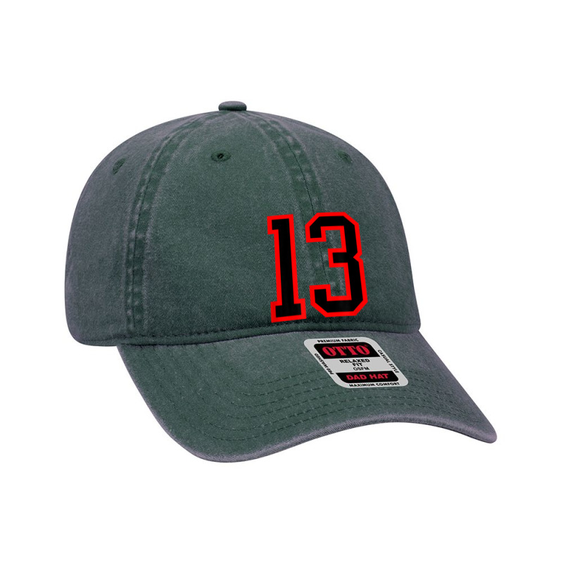 Number #13 Red Black Sports Jersey Birthday Lucky Number 13 Dyed Cap by Bewitch | Artistshot