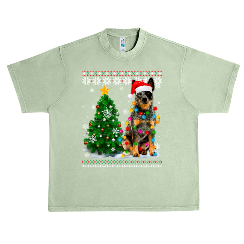 Ugly Australian Cattle Dog Santa Hat Christmas Tree Light Sweatshirt Urban Heavy T-shirt by gehnhe | Artistshot