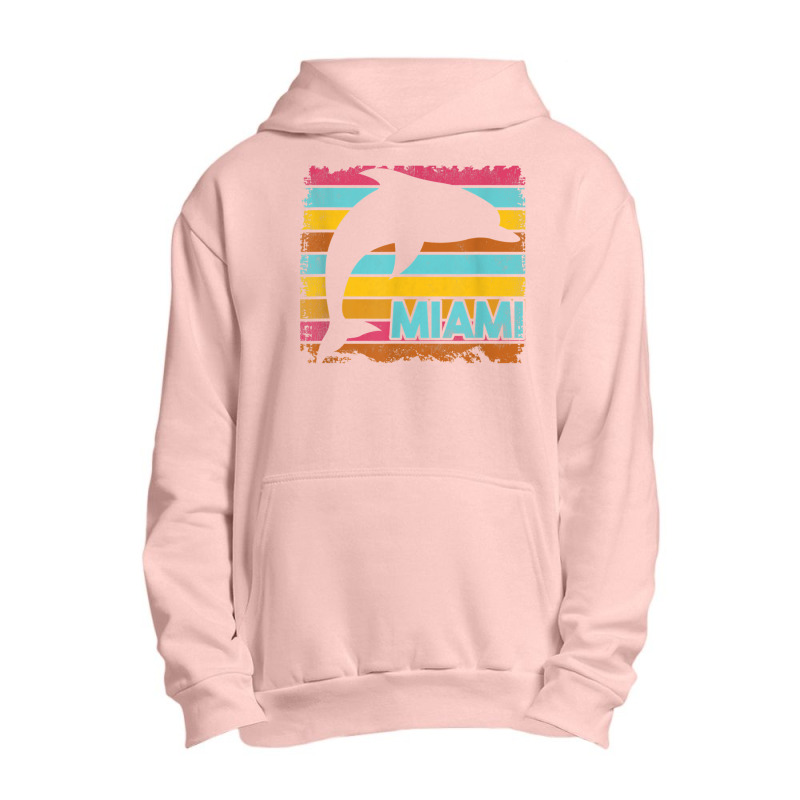 Miami Resident Vintage Dolphin Silhouette Souvenir Gift Urban Pullover Hoodie | Artistshot