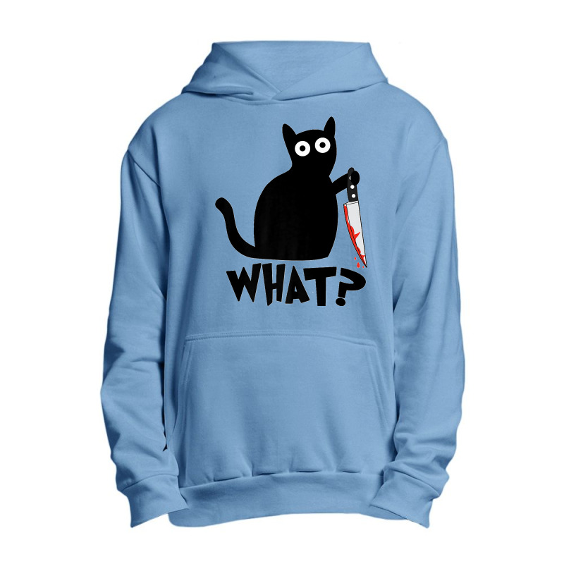 Funny Black Cat What Cute Suspicious Kitten Gift Women Men Premium Urban Pullover Hoodie | Artistshot