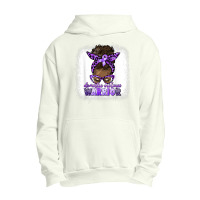 Black Woman Domestic Violence Warrior Afro Messy Bun Purple T Shirt Urban Pullover Hoodie | Artistshot