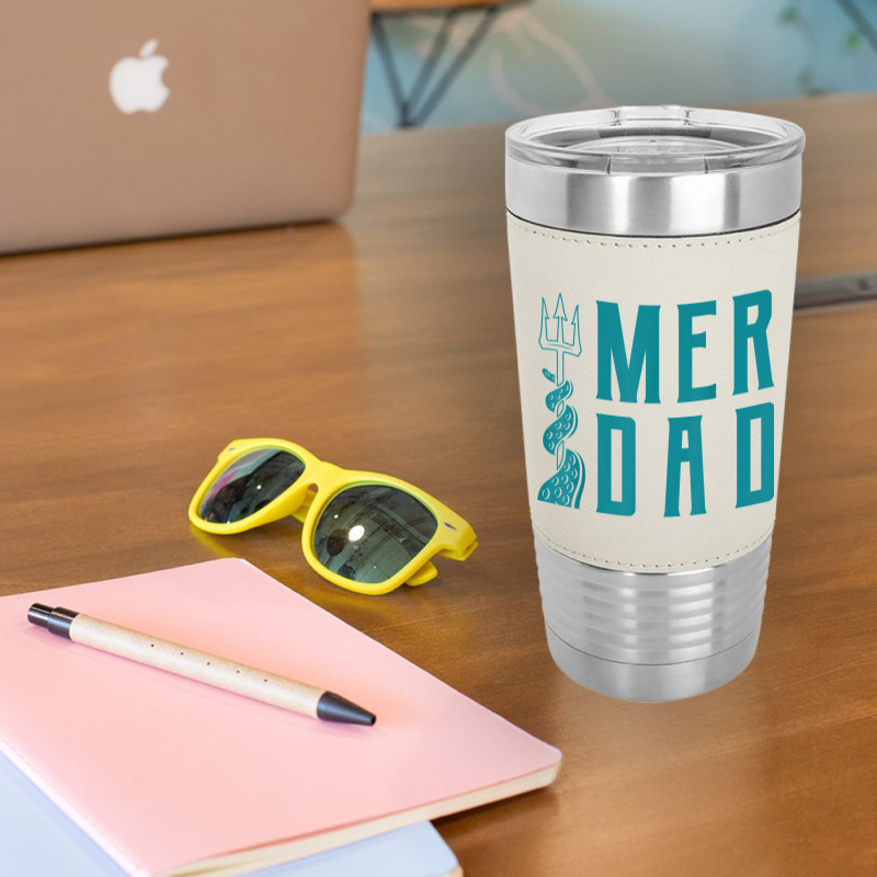 Mens Merdad Shirt Trident Mermaid Dad Tshirt Leatherette Tumbler | Artistshot