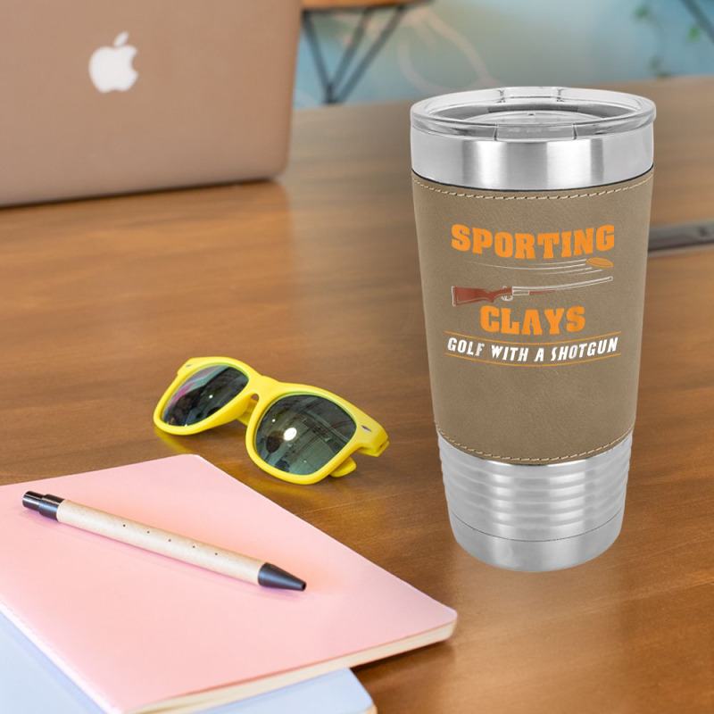 Sporting Clays Golf With A Shotgun Clay Target Shooting Leatherette Tumbler | Artistshot