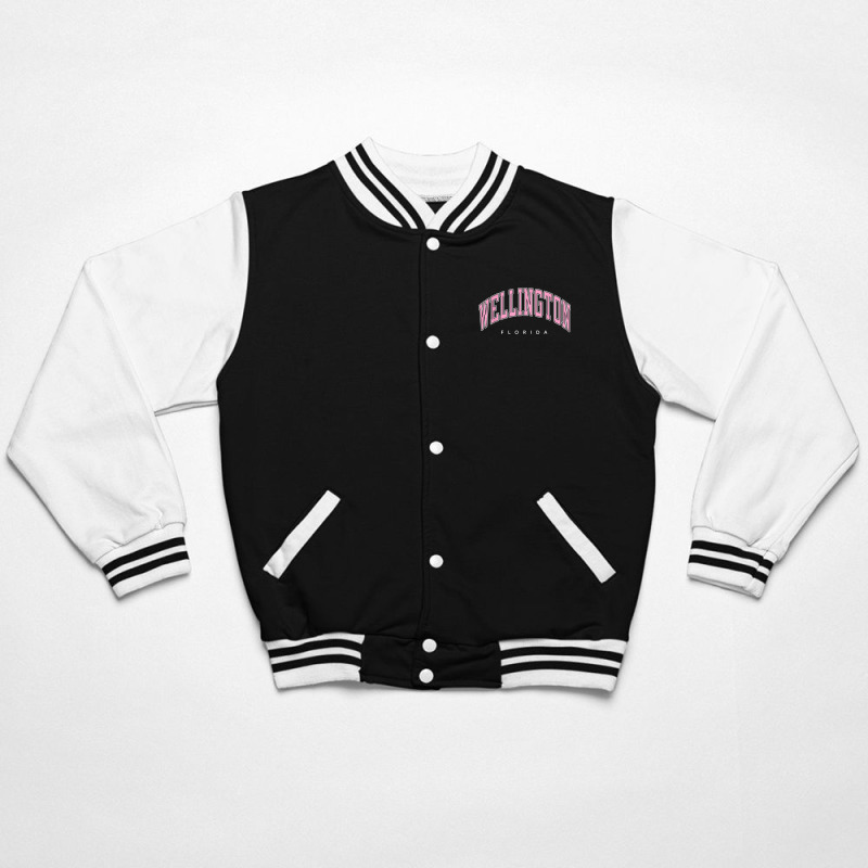 Wellington Florida Fl Varsity Style Pink Text Bomber Jacket | Artistshot